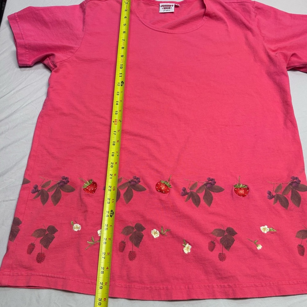 Vintage Johnny Was Pink Strawberry T-Shirt - Picture 6 of 7